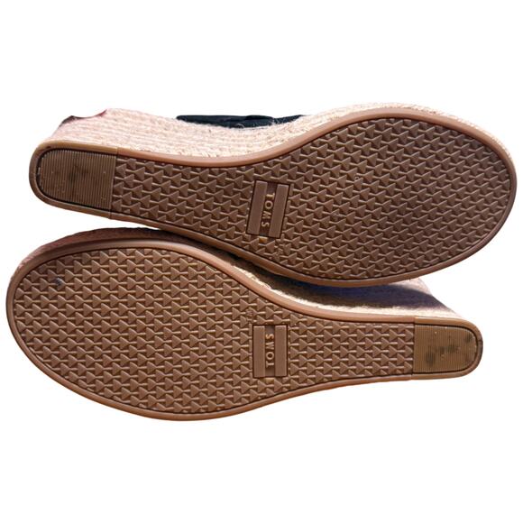 TOMS Monica Espadrille Women's 8 Black Wedge Platform Suede Buckled Ankle Strap - Picture 10 of 12